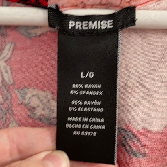 EUC PREMISE Red Floral V-Neck Dress-Sz. L - Picture 3 of 4